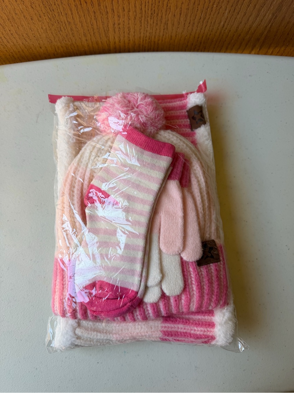 Girls Winter 4-Piece Set - Hat, Scarf, Gloves & Socks